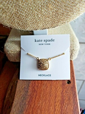 kate spade- clay pave small square pendant- light colorado (gold)- NWT- $44  A50