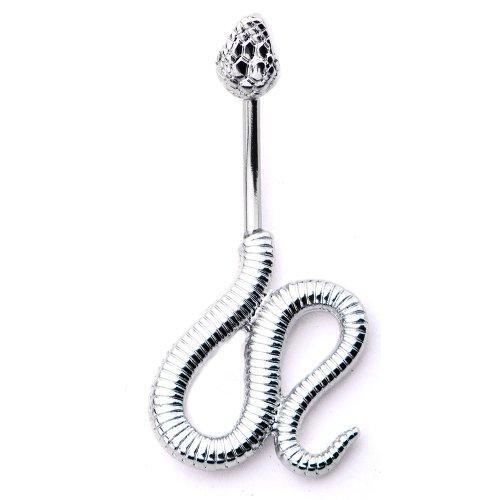 Bauchnabel Ring Bauchnabel geteilt Schlange Kobra CZ 316L Chirurgenstahl Körperschmuck - Bild 1 von 1