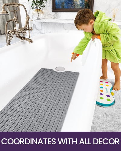 Bathtub Mat Non Slip, Extra Long 39X16, Suction Cups, Drain Holes, Machine Washa - Picture 8 of 12