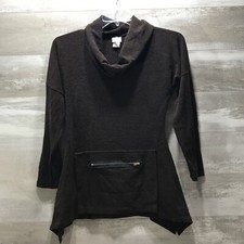 Made In The USA Barbara Keisman Casual Chic Collection Brown LS tunic top size M