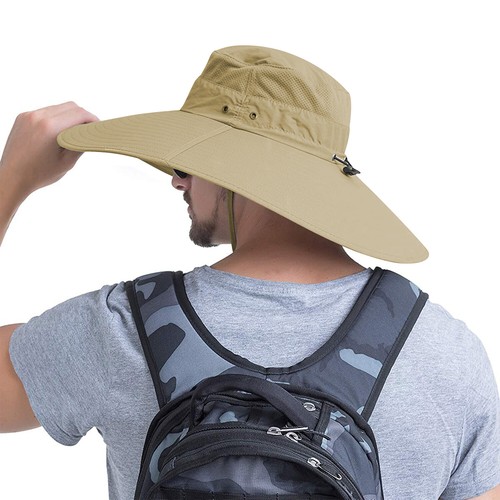 Men Women Wide Brim Sun Hat Breathable Bucket Cap Summer Fishing UV Protection - Picture 51 of 186