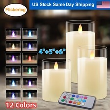Flickering Battery Flameless Glass Candle Real Wax Tealight Decor Valentines Day