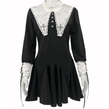 Adult Lolita Girls Black Party Fancy Dress Uniform Halloween Costume Cosplay