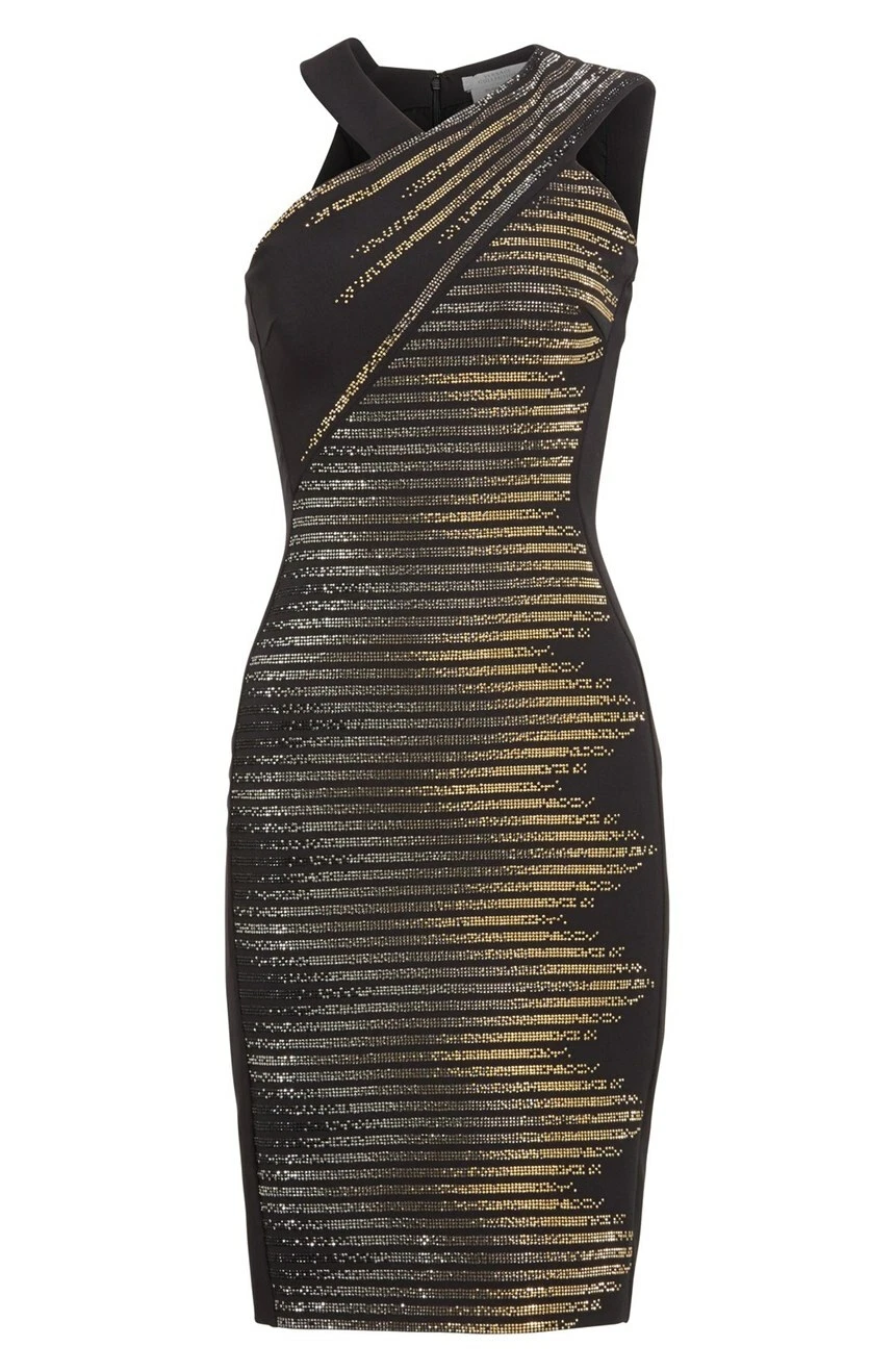 Versace Collection Abito tubino elasticizzato impreziosito da cristalli Cady (EU 38 US 2)