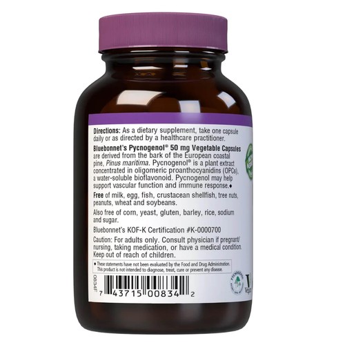 Bluebonnet Pycnogenol 50 Mg 60 Vegetable Capsules, Immune Health - Picture 3 of 4