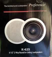 Preference K625 Round In Wall / Ceiling Speaker, Per Pair