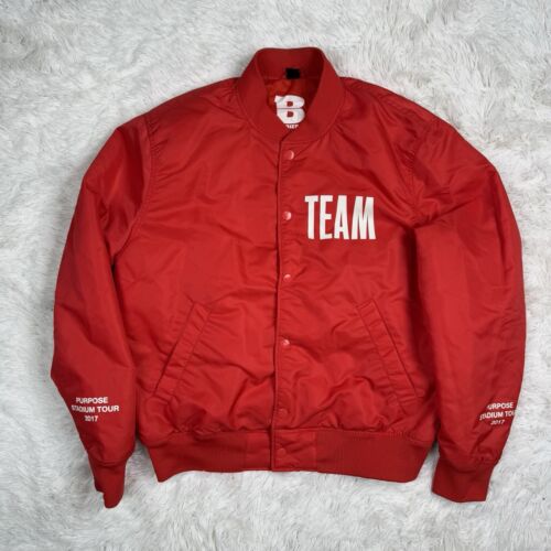 Giacca Justin Bieber Small Purpose Stadium 2017 Red Tour Team Bomber con bottoni - Foto 2 di 13