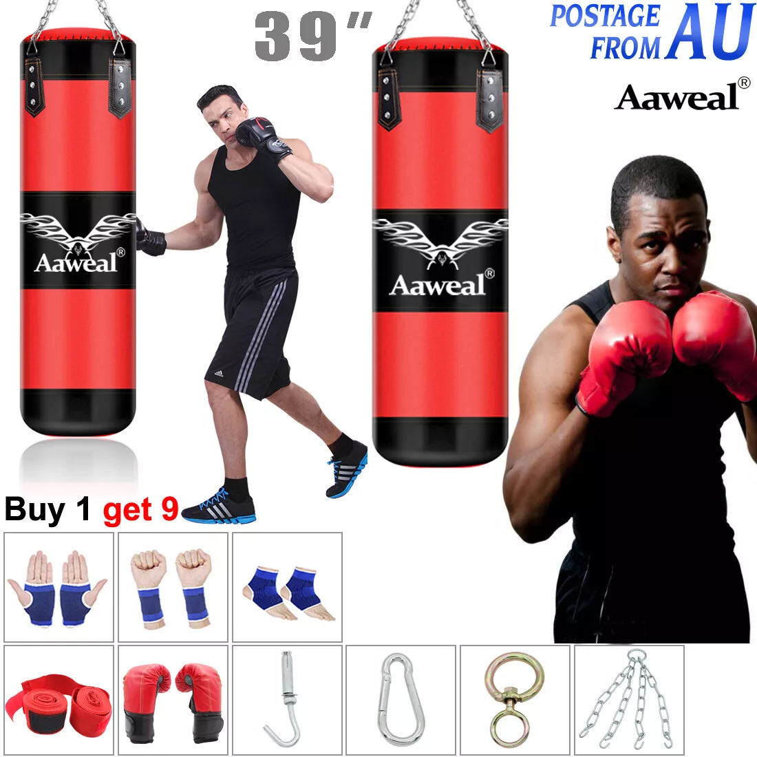 Punching Bag Gloves Kicking Heavy Duty Sandbag MMA 39" Unfilled eBay