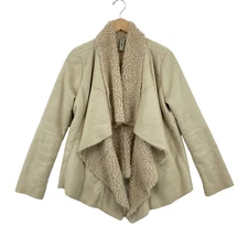 OTHERS FOLLOW Women Light Brown Long Sleeve Waterfall Open Front Blazer Size M