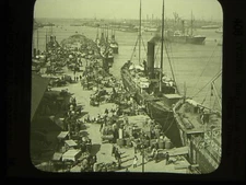 B6-79007 ca 1890 Magic Lantern Slide Busy Harbor of Copenhagen Denmark Keystone