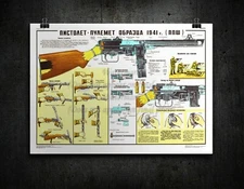 Soviet Russian Military Weapon Poster Print Machine Pistol Shpagin PPSh-41