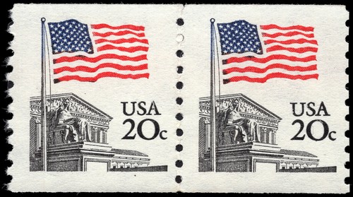 US Scott # 1895, Flag Over Supreme Court, Pair of (2) 1981 20¢ Coil Stamps, MNH