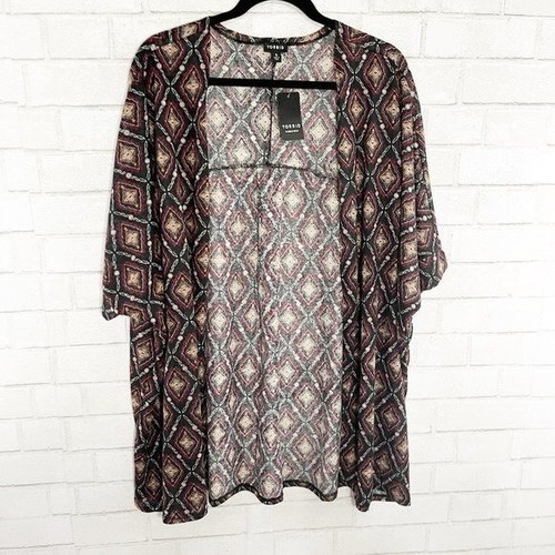 Torrid Black Geometric Knit Short Sleeve Open Cardigan Women's Plus Size 3X