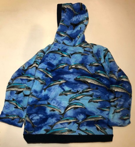Chaqueta con capucha de lana azul delfines para niños 12-14 - Imagen 2 de 5