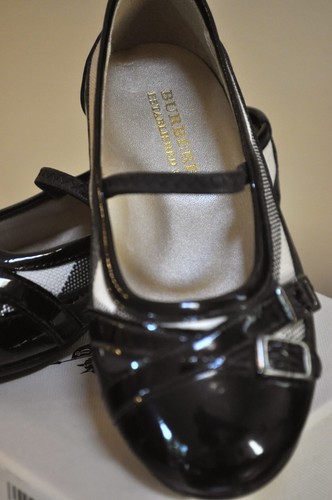 Burberry girls leather nova check black ballerina flats shoes size EU 25 US 8.5 - Picture 6 of 9