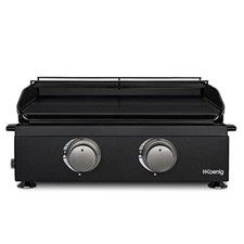 H.Koenig Plancha PLX1022 au Gaz 2 Brûleurs U Acier Inoxydable, Plaque Cuisson Fo