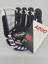 Wilson A200 White Purple Blck T-Ball Glove 10" RH Glove Unisex Kids LH Throw NWT