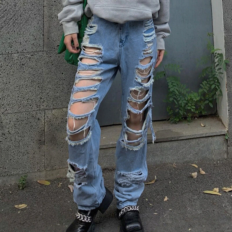 Amazon.com: HaBirsZm Men Jeans Design Fashion Runway Hiphop Slim Hole  Offset Printing Distressed Ripped Cotton Beggar Denim Pants 11 31 :  Clothing, Shoes & Jewelry