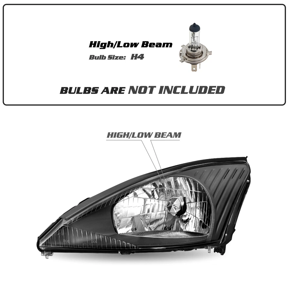 Conjunto de faros halógenos negros transparentes 00-04 L+R para Ford Focus 2000-2004 Foto 2 de 4