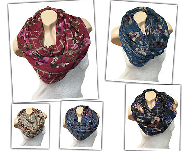 KARO BLUME STREIFEN LOOP PAISLEY DESIGN SCHAL SCHLAUCH RUNDSCHAL MIT AUSWAHL