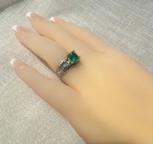Amazing AAA + 2,80 ctw kolumbianischer Smaragde & Diamant Solitärring W.G - Bild 4 von 11