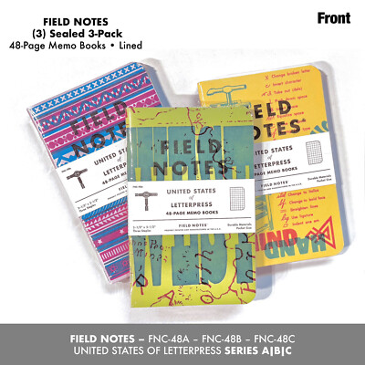 Field Notes Sealed SET of United States of Letterpress Series A, B, C   Graph