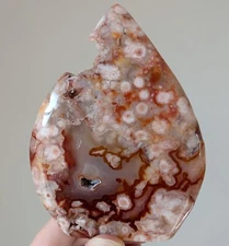 Red Cherry Flower Agate Freeform Ornament Teardrop Crystal Chakra