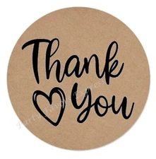 THANK YOU HEART KRAFT ENVELOPE SEALS LABELS STICKERS SMALL BUSINESS