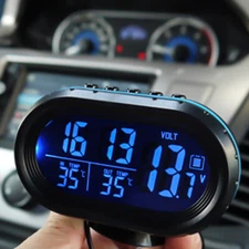 3 In 1 LCD Digital Car Clock Thermometer Voltmeter Dual Temperature Gauge 12V