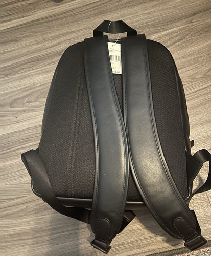 MICHAEL KORS EVERETT Front Pocket Brown MK Logo Black Leather Backpack NWT $348 - Picture 6 of 7