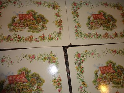 LARKRISE COTTAGES SET OF 4 HARD BACK LUNCHEON DINING PLACE MATE 11 1/2''X 8 1/4'' 