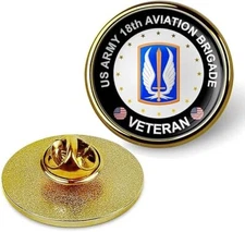 US Army 18th Aviation Brigade Veteran Tie Suit Shirt Lapel Pin - Gold