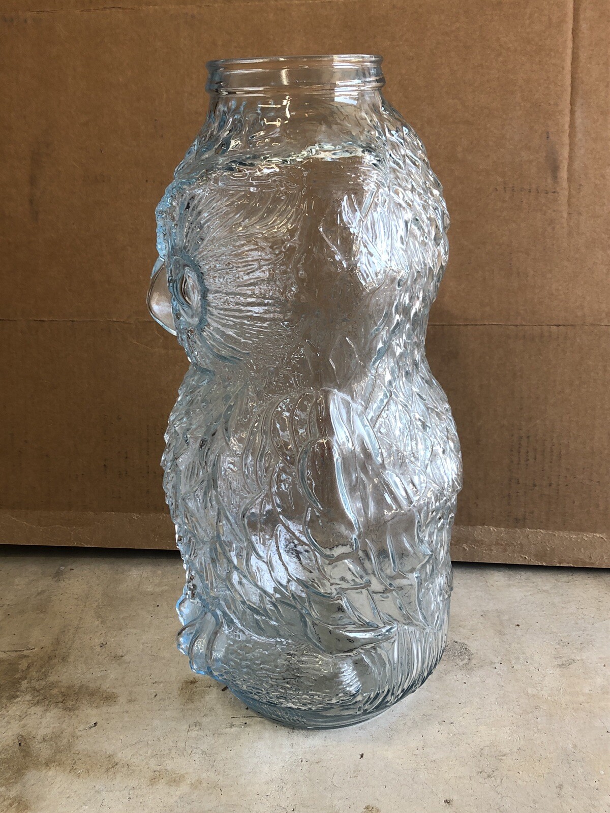 Vintage Glass Owl Jar The Wise Old Owl Large Container No Lid eBay
