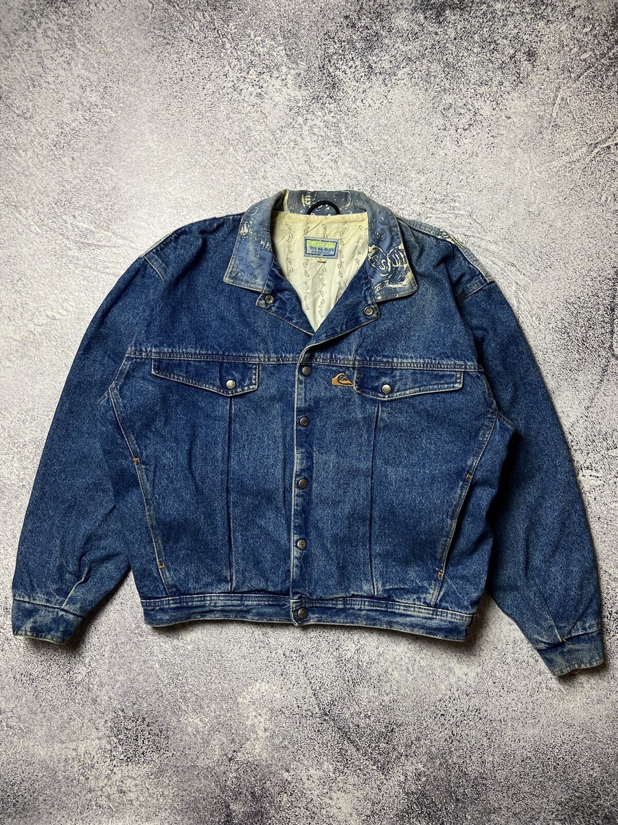 Vintage 90s Quiksilver Denim Jacket Jeans Australia Surfing Vintage 90s Quiksilver Denim Jacket Jeans Australia Surfing