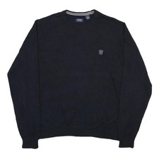 CHAPS Mens Navy Blue Plain Cotton Blend Jumper Crew Neck Basic Knit XL Classic