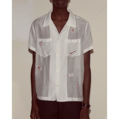 Bode On Air Short Sleeve Men's Shirt Buttondown Embroidered White XL 284561