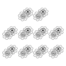 10 Sets Hollow Flower Snap Buttons, Press Buttons 21mm, Silver