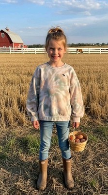Abercrombie Kids Pink & Green Tie-dye Fleece Pullover Girls Size 7/8 Sweatshirt