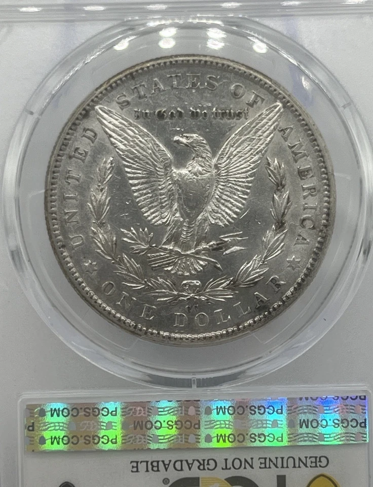 1890-CC MORGAN SILVER DOLLAR  PCGS GENUINE CLEANED-AU DETAIL SHOWS LIGHT TONING - Image 2 of 2