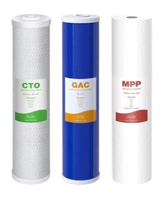 SimPure 3-Stage Water Filter Kit - MPP+GAC+CTO, 20x4.5"