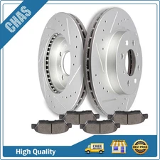 Front Drilled & Slotted Brake Rotors Discs Brake Pads Fits 2009 2010-2014 Honda