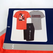 Champion Boys 3-Piece Set Orange Gray Tees Navy Shorts Size 5 NWT