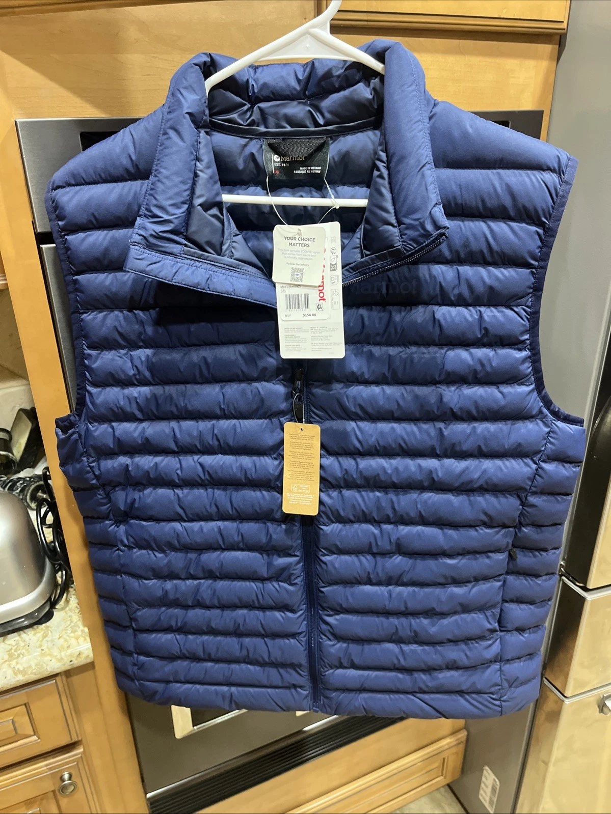 Marmot Puffer Featherless Echo Vest Mens Large 3m Thinsulate Blue Retail $150