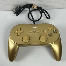 Nintendo Wii Classic Pro Controller Gold Authentic OEM Tested Works RVL-005(02)