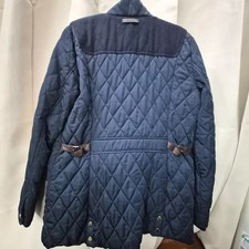 Banpo Navy Quilted Jacket with Check Lining