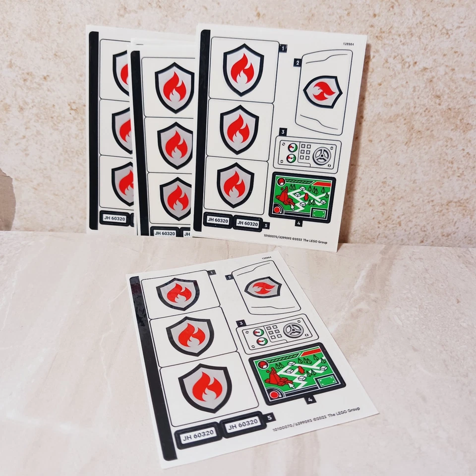 Nuevo LEGO Fire Dept Pegatinas Hojas Lote de 5 Llamas Mapa Ciudad Ingeniero Camión Tablero Foto 2 de 2