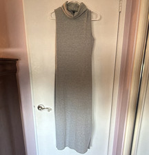 Express Women’s Gray Solid Ribbed Sleeveless Turtleneck maxi dress