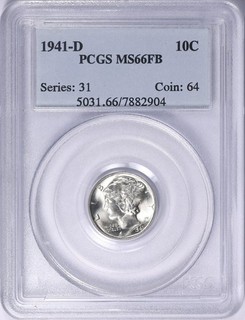 1941 D Mercury Dime PCGS MS 66 FB Full Bands FREE INSURED PRI SHIP