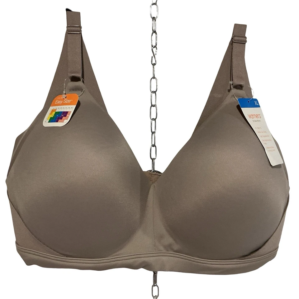 Sujetador inalámbrico Warners sin efectos secundarios 1 gris/marrón 1 desnudo ligeramente forrado NUEVO XL Foto 3 de 4