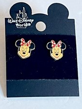 Disney Parks MINNIE MOUSE Head Pierced Stud Earrings Enamel Vintage WDW New Cute